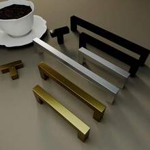 1 tay nắm tủ màu đen, tay nắm tủ bếp hình chữ T và hình vuông bằng thép không gỉ màu đen mờ, phụ kiện nội thất, tay nắm cửa tủ, tay nắm ngăn kéo tủ quần áo, tay nắm tủ. - Bạc - Xem 4