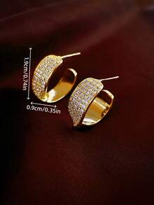 1 Đôi bông tai đính đá hình chữ C sang trọng, tinh tế, thời trang, chất liệu đồng, phù hợp cho nữ giới đeo hàng ngày, dự lễ hội và tiệc tùng. - Loại C - Xem 7