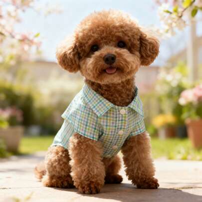 BJAYPET Ropa de primavera/verano para mascotas, camisa fina a cuadros, moda para perros y gatos pequeños/medianos