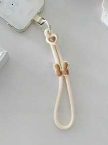1 chiếc dây đeo cổ tay điều chỉnh được hình trái tim màu nâu và be trang nhã, có nơ trang trí, dùng cho điện thoại. - Nhiều màu - Xem 5