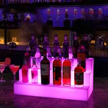 Estante para Botellas Iluminado para Barra Estante para licores con luz LED de 2 Niveles estantes iluminados para Bebidas para el hogar Estante para vinos Independiente con Cont - 60*21*17 cm - Ver 3