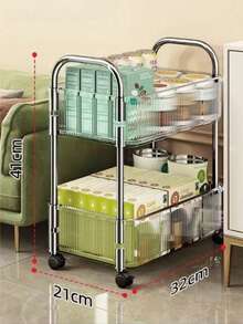 1pc Multi-Layer (2/3/4 Layers) Transparent Multipurpose Rolling Cart, Storage Rack, Strong Load Bearing Capacity, Rotatable Wheels, Lockable, Convenient And Flexible, Acrylic Material, Floor Standing Mobile Snack Storage Cart, Suitable For Kitchen - Multicolor - View 13