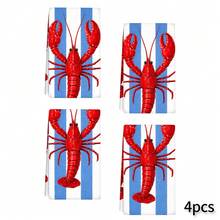 2pcs Striped Towels, Lobster & Sardine Printed Dish Cloths, Super Absorbent Microfiber Decorative Towels, Suitable For Holiday Decoration, Cooking, Baking, Housewarming Gifts And Cleaning Supplies, Applicable To Kitchen, Bathroom, Toilet - Multicolor - View 10