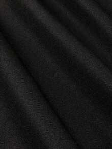 1pc Black Solid Polyester Fabric, Sold By The Meter - Black - View 3