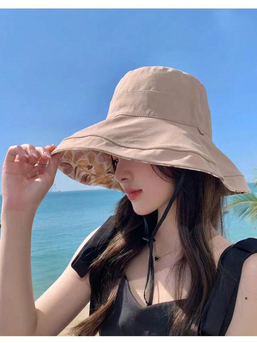 Reversible Floral Bucket Hat For Women, Large Brim Sun Protection Summer - Multicolor - View 1