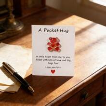 Bộ 1/5 chiếc, Thiệp chúc mừng hình gấu dễ thương, Thiệp hình gấu bằng nhựa, Món quà lý tưởng cho sinh nhật, tốt nghiệp, động viên và các mối quan hệ yêu xa. - màu đỏ - Xem 6