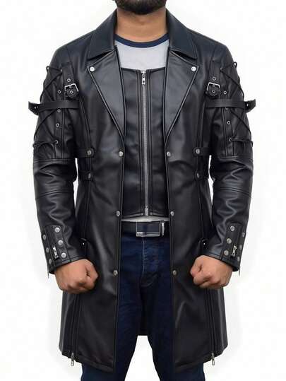Trang phục Halloween thời Trung cổ dành cho nam giới, Áo khoác da phong cách Steampunk Gothic.