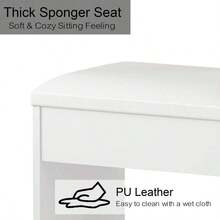 Yanosaku Tocador con Toma de Corriente, Tocador con Espejo y 10 Luces LED, Tocador de Maquillaje con 12 Cajones y 2 Gabinetes, Panel Plegable, Tocador con Superficie de Vidrio y Silla para Dormitorio - Blanco - Ver 7