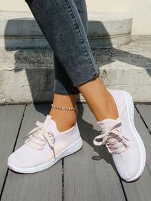 Giày thể thao mùa hè thoáng khí bằng lưới dành cho nữ, giày sneaker đế mềm nhẹ, giày chạy bộ dành cho học sinh. - Hồng - Xem 3