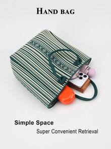 1 pieza Bolso de mano/tote de gran capacidad, ligero y con diseño de dibujos animados, adecuado para ir al trabajo, la escuela, viajar, portátil para combinar con atuendos, para todas las estaciones - Verde - Ver 5
