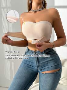 2 piezas Sujetadores de mujer con cierre frontal acanalado de coloresúltiples, sujetadores inalámbricos acolchados con broche frontal, sujetadores sin tirantes - Multicolor 2 - Ver 9