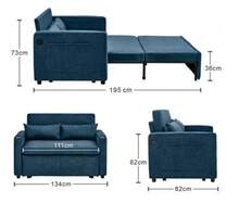 Minimalist, Elegant And Lightweight 3-In-1 Two-Seater Sofa Bed With A Sliding Convertible Function, USB Charging, Ideal For Naps, Beige - Navy Blue - View 4