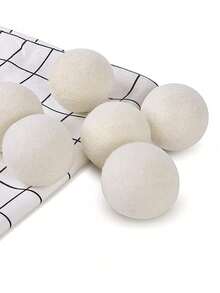 Bộ 3/6 quả cầu sấy khô bằng len tái sử dụng - Dùng cho máy giặt và vải gia dụng, có thể thay thế nước xả vải, giảm nhăn và tĩnh điện. - Trắng - Xem 3