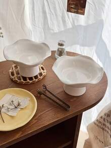 1 chiếc khay sứ đế lượn sóng bất đối xứng, giá đựng trái cây và tráng miệng phong cách Ins sáng tạo, khay đế đa chức năng tối giản, phù hợp cho phòng ăn, phòng khách, phòng ngủ, nhà bếp. - trắng - Xem 7