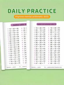 加减法心算练习册，数字1-100，数学记忆技巧，万圣节、复活节教育礼物 - 彩色 - 查看 7