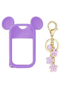 2个/1个/套 1盎司（30毫升）洗手液喷雾瓶保护套，26个花卉字母珍珠吊坠喷雾瓶标记，以及硅胶米老鼠耳朵造型喷雾瓶防摔防撞保护套，珍珠手链设计，方便携带，可挂在包包、钥匙或儿童背包上，耐磨、防水、可清洗、可重复使用，适用于洗手液喷雾瓶。 - 淡紫色 - 查看 16