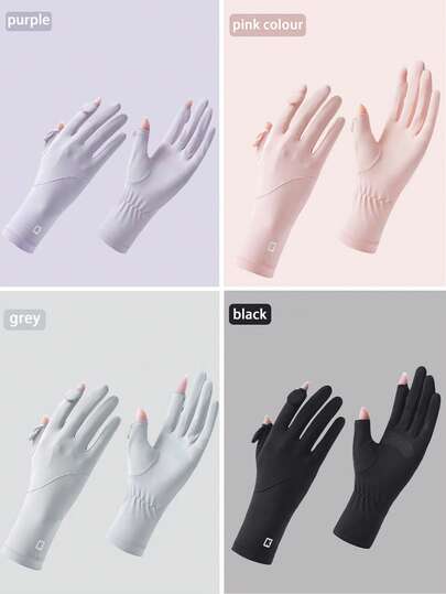 1 đôi găng tay mùa hè bằng lụa mỏng nhẹ, thoáng khí dành cho nữ, chống nắng, tương thích với màn hình cảm ứng, chống tia UV, thích hợp cho đạp xe, lái xe và các hoạt động ngoài trời.