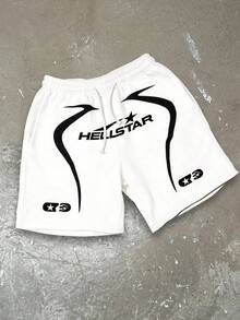 Men's Statement Print Shorts Fashion Designer Patterned Casual Daily Wear Shorts - White - View 1