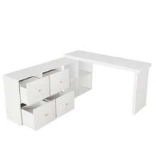 Home Office Desks - White + MDF - View 3