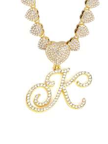 字母吊坠项链 迈阿密链条项链 女士嘻哈镶钻字母吊坠项链 珠宝礼物 - 愛心字母項鍊 - 查看 53