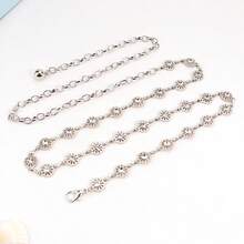1pc Women's Rhinestone Decorated Pants Chain - Silver - View 3