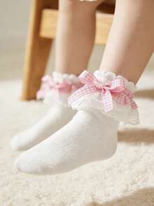 1 Pair Cotton Children's Lace Plaid Bow Ruffle Dance Princess Fashion Versatile Party Socks - Multicolor - View 8