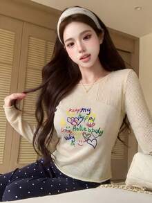 Áo khoác dệt kim ngắn gợi cảm dành cho nữ, thiết kế khoét hình trái tim, tay dài, mỏng nhẹ. - Màu be - Xem 3