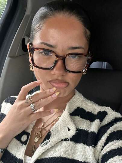 1pc Women's Leopard Print Bohemian Style PC (Polycarbonate) Square Large Frame Transparent Glasses, Suitable For All Seasons Daily Wear, Women's Exclusive Transparent Glasses Accessory