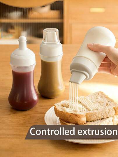 1pc Squeeze Sauce Bottle, Sauce Plastic Bottle, Salad Dressing Bottle, Tomato Sauce Bottle, Honey Sauce Bottle, Squeeze Sauce Bottle, Oyster Sauce Squeeze Bottle, Mayo Squeeze Bottle, Leak Proof Refillable Seasoning Container, Household Plastic Squeeze Sauce Bottle, Kitchen Tomato Salad 5-Hole Squeeze Bottle, Salad Honey Jar