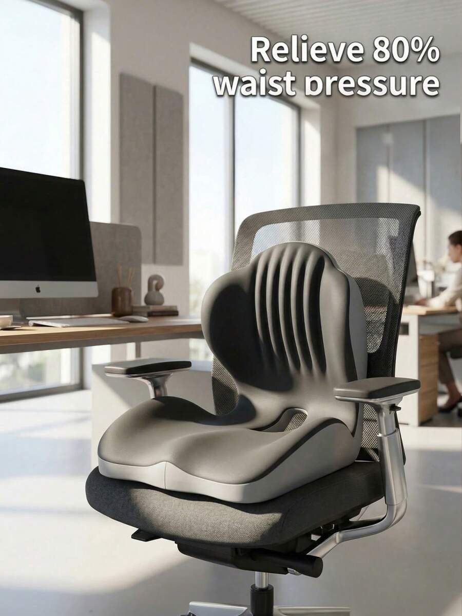 Shell Shaped Ergonomic Seat Cushion With Tailbone Pressure Relief Bionic Memory Seat For Long Hour Sitting Adults Breathable Office Workers Cushion To Improve Sitting Posture Desk Accessories Room Decor