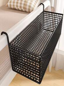 Cesta colgante de hierro fundido para colgar sobre la puerta - Organizador de almacenamiento de malla tejida negra, marco de metal resistente con mecanismo de suspensión, estantería multiusos ahorradora de espacio para ropa, juguetes, ropa de cama - Dormitorio, armario, almacenamiento, cesta de almacenamiento tejida, almacenamiento de dormitorio, sistema de suspensión estable, cesta escalonada, opción de regalo perfecta para 11 días festivos - A - Ver 1
