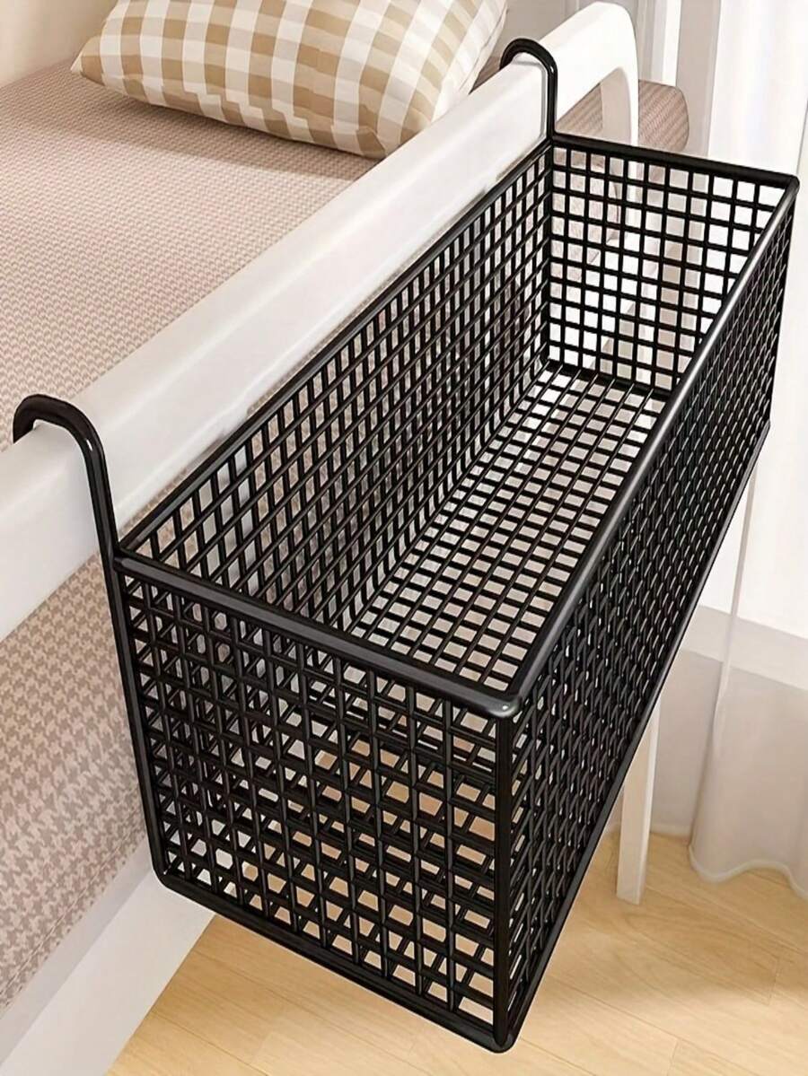Cesta colgante de hierro fundido para colgar sobre la puerta - Organizador de almacenamiento de malla tejida negra, marco de metal resistente con mecanismo de suspensión, estantería multiusos ahorradora de espacio para ropa, juguetes, ropa de cama - Dormitorio, armario, almacenamiento, cesta de almacenamiento tejida, almacenamiento de dormitorio, sistema de suspensión estable, cesta escalonada, opción de regalo perfecta para 11 días festivos - A - Ver 1