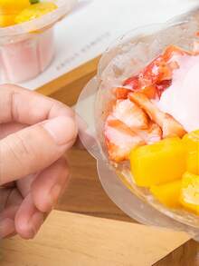 Coppetta di plastica per gelato da 320ml con manico, ciotola da dessert trasparente adatta per yogurt ghiacciato, insalata di frutta e ghiaccio tritato, coppetta per granita a tenuta stagna, adatta per feste e asporto - trasparente - Visualizzare 5