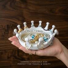 Khay đựng trang sức hình vương miện, khay nhựa nhỏ đựng nhẫn, bông tai, dây chuyền, hộp đựng đồ trang sức nhỏ xinh, kích thước 3,94 x 3,94 inch. - Nhiều màu - Xem 8