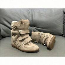 Nuove Scarpe Da Donna Alte 2026 Con Tacco Interno Rialzante, Sneakers Basse Casual In Tinta. Scarpe Alte Firmate Per Donna Per Tutte Le Stagioni, Scarpe Sportive Casual Aderenti, Versatili Scarpe Bianche Con Spessa Suola Nera. Rialzo Interno Del Tacco Di 7 Cm, Stivaletti Da Donna, Modelli Alti Per Taglie Petite. - 卡其色 - 查看 5