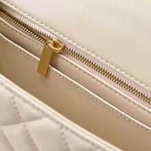 Beige Quilted Leather Crossbody Bag With Gold Chain And Spherical Charm – Women's Flap Wallet, Elegant Everyday Shoulder Bag - 米色 - 查看 6