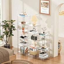 4-6 Tier Transparent Acrylic Bookshelf, Small Bookcase For Home Use, Independent Corner Storage Rack Suitable For Living Room, Bedroom, Bathroom, Small Spaces, Display Shelf - Multicolor - View 10