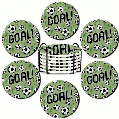 6 قطعة/مجموعة أو 420 قطعة/70 مجموعة من بطانات الأكواب الخشبية المطبوعة بنمط كرة القدم لكأس العالم 2026، بدون حامل بطانات الأكواب، قطر 10 سم/0.35 بوصة، ظهر خشبي، بطانات أكواب زخرفية للأكواب، ديكور المطبخ والمائدة المنزلية، ديكور سطح الطاولة