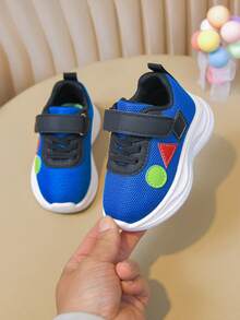 1 Pair Children's Blue Mesh Hook And Loop Sports Shoes, Easy To Wear And Versatile - Blue - View 10