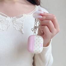 心形图案耳机保护套,心形吊坠耳机套,IMD防震耳机保护壳,适用于 1/2/3/4/Pro - 粉色 - 查看 4