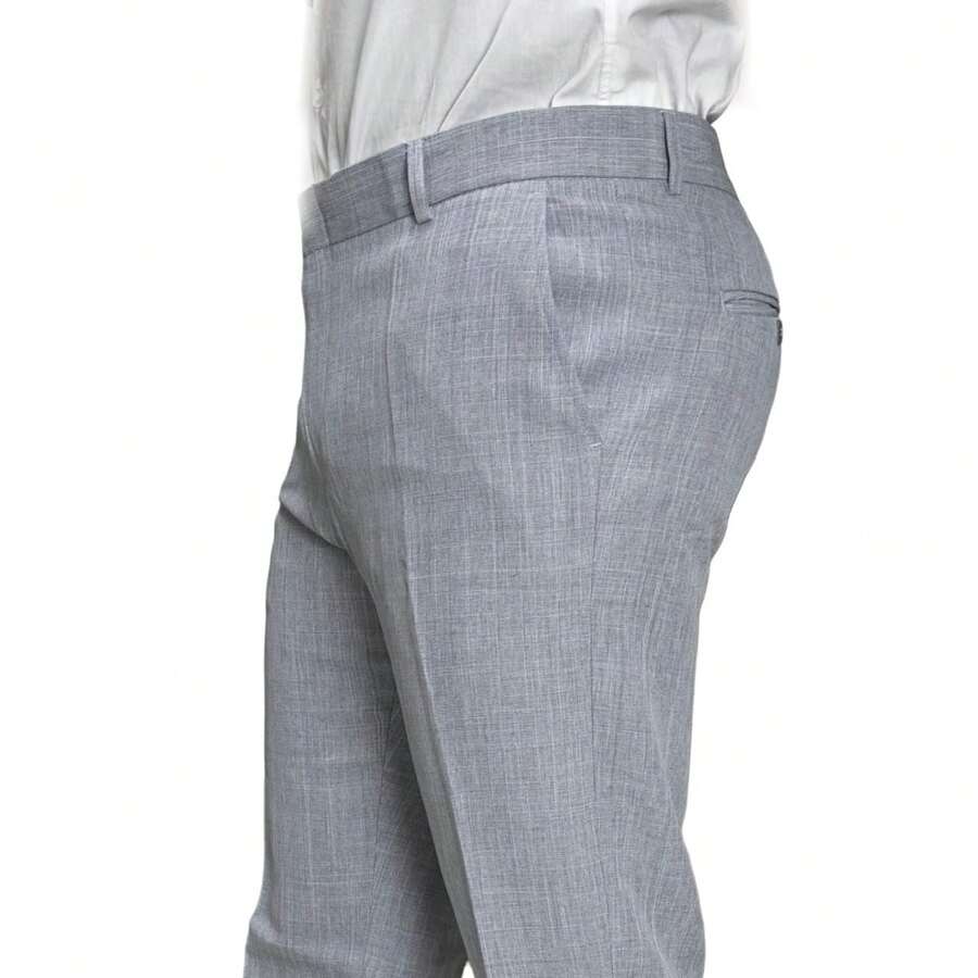 Men's Slim Fit Melange Tailored Trousers - 淺灰色 - 查看 1