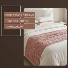 Manta Peseira King Size 70x2.50m Tricot Premium Cama Sofá - Areia - Visão 5