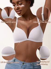 Sujetador inalámbrico push-up para mujer - Soporte cómodo todo el día, ajuste sin costuras - Blanco - Ver 4