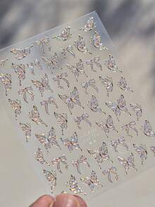 1pc Shiny Butterfly Nail Art Sticker, Delicate Butterfly Nail Sticker, DIY Thin Hard Nail Decoration Sticker Nail Stickers - Multicolor - View 6
