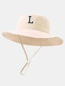 1顶幼儿A-Z字母刺绣渔夫帽，可调节防晒，适合儿童男孩女孩 - 1PC - 查看 10