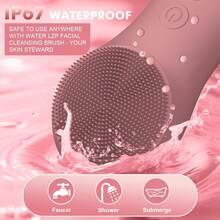 Facial Cleansing Brush Face Scrubber, Silicone Electric Exfoliator Scrubber With 6 Speeds, Rechargeable Face Scrubber For Cleansing, Waterproof Face Scrub Brush For Men & Women - Hồng tự nhiên - Xem 4