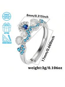 1 chiếc nhẫn bạc 925 cao cấp, sang trọng, độc đáo, đính đá Zirconia tổng hợp và vỏ sò, thiết kế hình tròn hình học, phù hợp cho nữ, thích hợp làm quà tặng dịp lễ và tiệc tùng. - Bạc - Xem 5