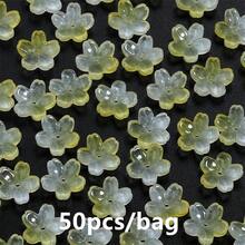 50 piezas Sakura 10mm Cuentas de vidrio 3D, pétalos de cerezo, cuentas sueltas redondas con agujero central para manualidades de joyería DIY, accesorios para el cabello, encantos de teléfono, pulseras, collares, suministros de artesanía de joyería - Cuentas de flor de cerezo - Ver 11