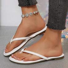 Womens Flip Flops Thong Sandals Shoes Flats For Ladies Slides Lightweight Slippers Summer Casual Beach Dressy Sandals - 白色 - 查看 8