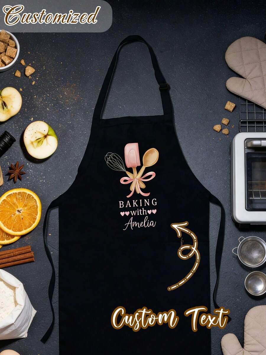 Custom Apron With Text And Personalized Photo, Personalized Mother's Day Apron, Waterproof Apron, Customized Funny Cooking Kitchen Apron, Customize Text, Chef Cook Apron, Ideal Gift For Anniversaries, Unique Gift For Women, Chef, Mom, Dad, Husband, Girlfriend, Boyfriend, Weddings Gift For Him, Gift For Her - Multicolor - View 1